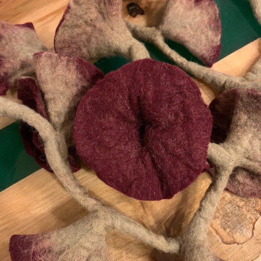 65” wool scarf/ accessory. Burgundy & taupe. Beautiful hand made piece. Perfect - Picture 5 of 8